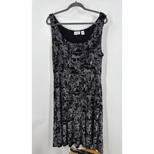 Chico’s travelers graphic print drop waste Black and Gray Dress 2/M